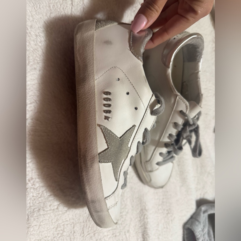 Golden Goose White and Gray Athletic Shoes